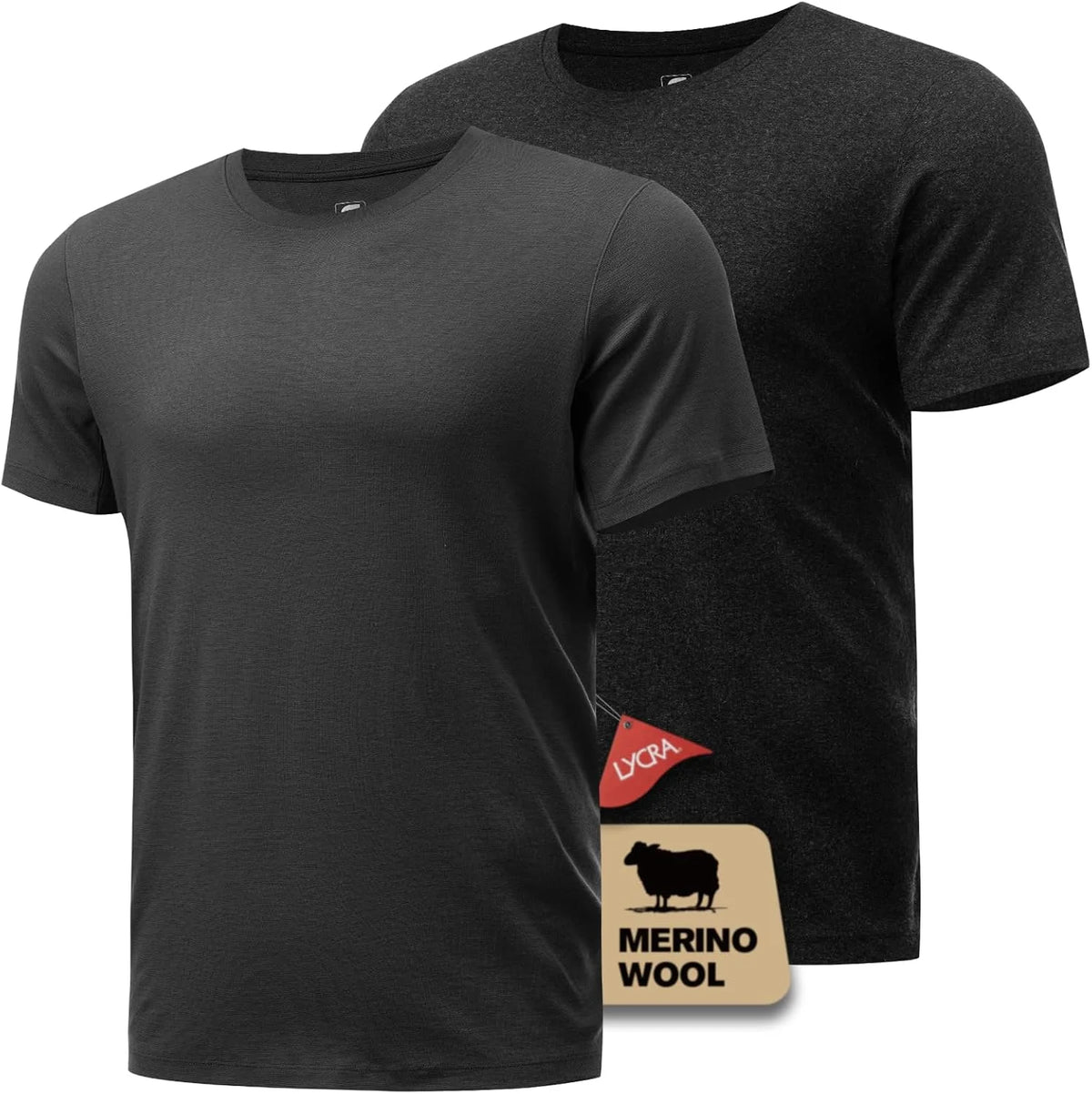 Merino Wool Shirt for Men Bamboo Viscose Moisture Wicking Undershirt Lightweight Crewneck Soft T-Shirt 2P
