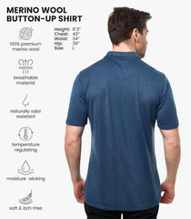 100% Merino Wool Button Up Shirt Men - Long & Short Sleeve Breathable