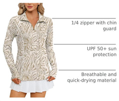 LOMON Women Long Sleeve Shirts Sun Protection 1/4 Zip Summer Quick Dry Hiking Shirts Quarter Zip Pullover for Women