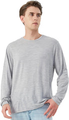 100% Merino Wool Base Layer for Men Long Sleeve Crew Neck Thermal Shirt