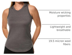 100% Merino Wool Tank Top Women - Active Sleeveless Undershirt Base Layer