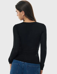 Women's Merino Wool Blend Shirts Long Sleeve Tops Crew Neck Fitted Basic Tee Cozy Embrace Collection
