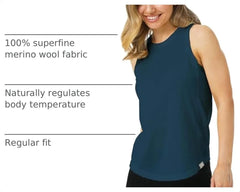 100% Merino Wool Tank Top Women - Active Sleeveless Undershirt Base Layer
