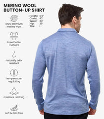 100% Merino Wool Button Up Shirt Men - Long & Short Sleeve Breathable