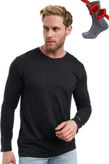 100% Merino Wool Base Layer Mens - Long Sleeve Thermal Shirts with Socks