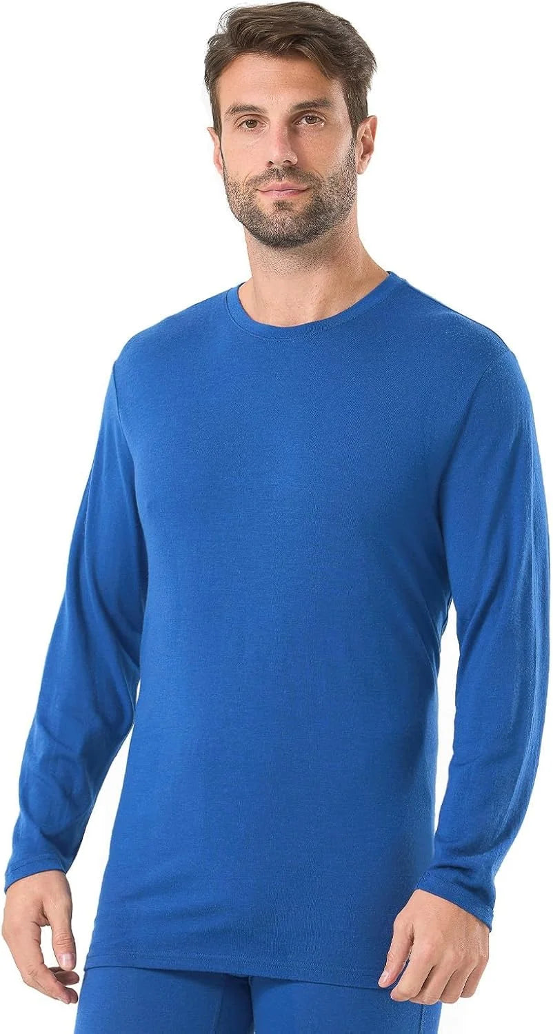 100% Merino Wool Base Layer for Men Long Sleeve Crew Neck Thermal Shirt