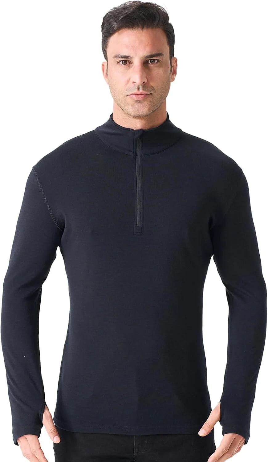 100% Merino Wool Base Layer for Men Long Sleeve Crew Neck Thermal Shirt