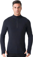 100% Merino Wool Base Layer for Men Long Sleeve Crew Neck Thermal Shirt