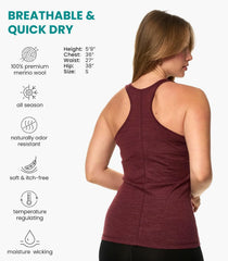 100% Merino Wool Tank Top Women - Active Sleeveless Undershirt Base Layer