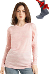 100% Merino Wool Base Layer Women - Long Sleeve Thermal Shirt with Socks