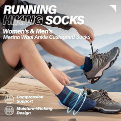 Anlisim Merino Wool Ankle Running Hiking Socks for Women and Men