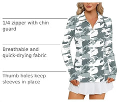 LOMON Women Long Sleeve Shirts Sun Protection 1/4 Zip Summer Quick Dry Hiking Shirts Quarter Zip Pullover for Women