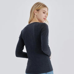 100% Merino Wool Base Layer Women Soft Thermal Long Sleeve Everyday Shirt