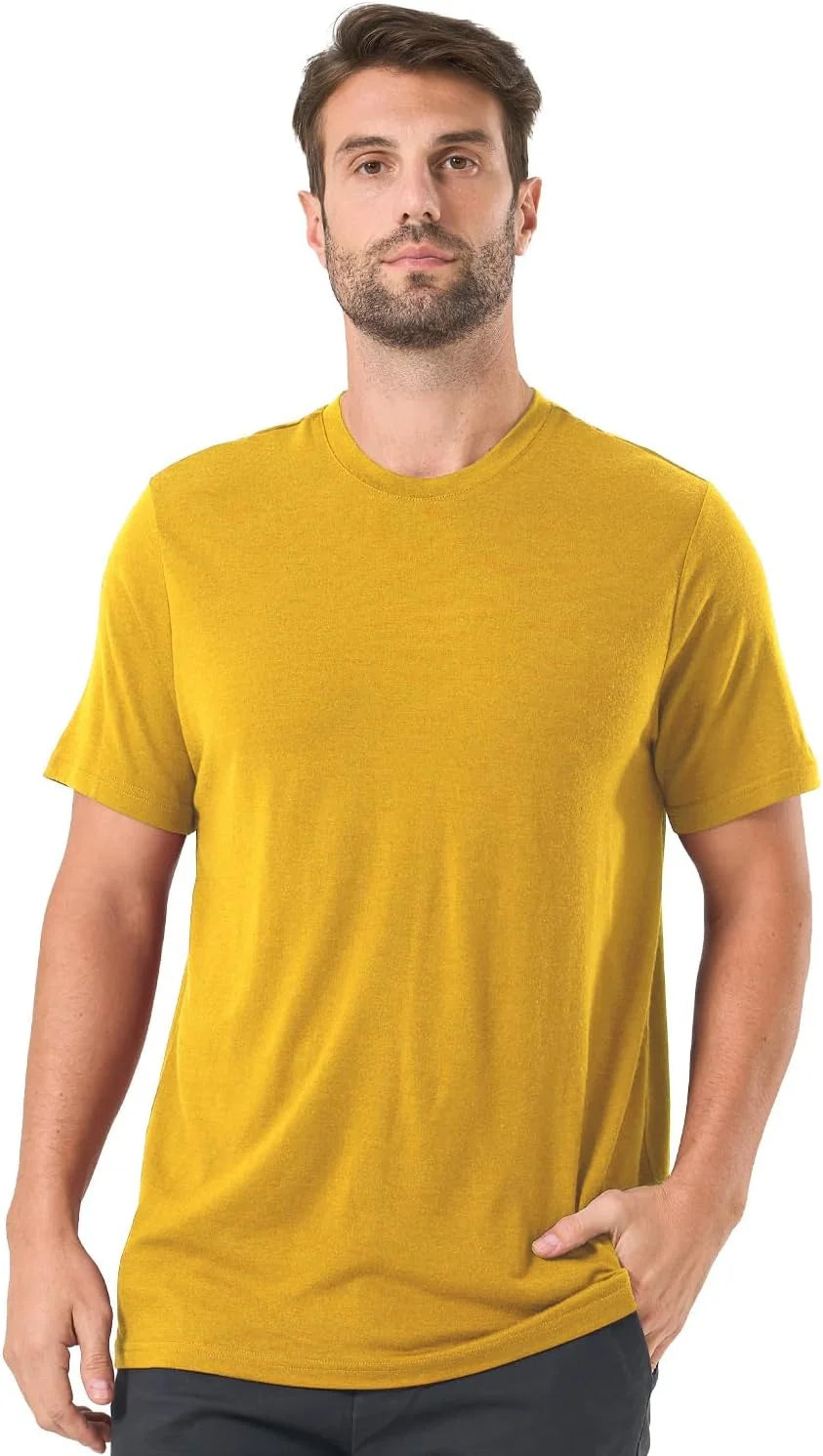 Merino Protect 100% Merino Wool T Shirts for Men Odor Resistance Base Layer Hiking Travel T-Shirt Soft Undershirt