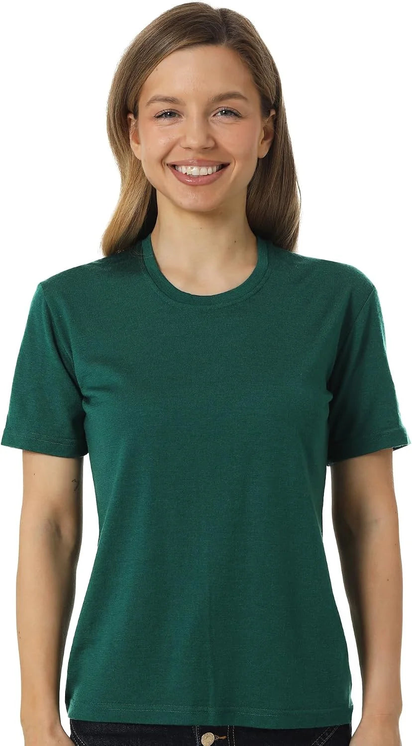 100% Merino Wool Shirt Women - Short Sleeve Tee Base Layer Top Undershirt | Lightweight, Breathable Merino Wool T-Shirt, Naturally Odor-Resistant, Soft, Moisture-Wicking, Hiking, Outdoor