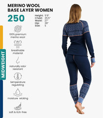 100% Merino Wool Base Layer Women Set - Thermal Underwear Women Top, Bottom | Lightweight, Midweight, Heavyweight Base Layer, Moisture-Wicking, Breathable Active Underwear, Hiking, Skiing, Camping