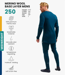 100% Merino Wool Base Layer Men Set - Thermal Underwear for Men Long Johns
