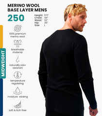 100% Merino Wool Base Layer Mens - Long Sleeve Thermal Shirts with Socks