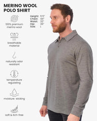100% Merino Wool Polo Shirt Men - Short & Long Sleeve Shirt Base Later | Lightweight, Breathable Merino Wool, Naturally Anti-Odor, Moisture-Wicking, Ideal for Active, Travel, Everyday Wear, Layering