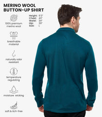 100% Merino Wool Button Up Shirt Men - Long & Short Sleeve Breathable