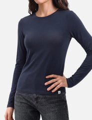Women's Merino Wool Blend Shirts Long Sleeve Tops Crew Neck Fitted Basic Tee Cozy Embrace Collection