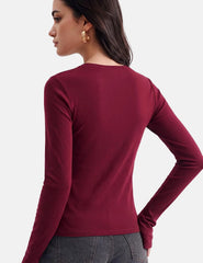Women's Merino Wool Blend Shirts Long Sleeve Tops Crew Neck Fitted Basic Tee Cozy Embrace Collection