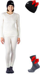 100% Merino Wool Base Layer Women Set - Thermal Underwear Women Top, Bottom
