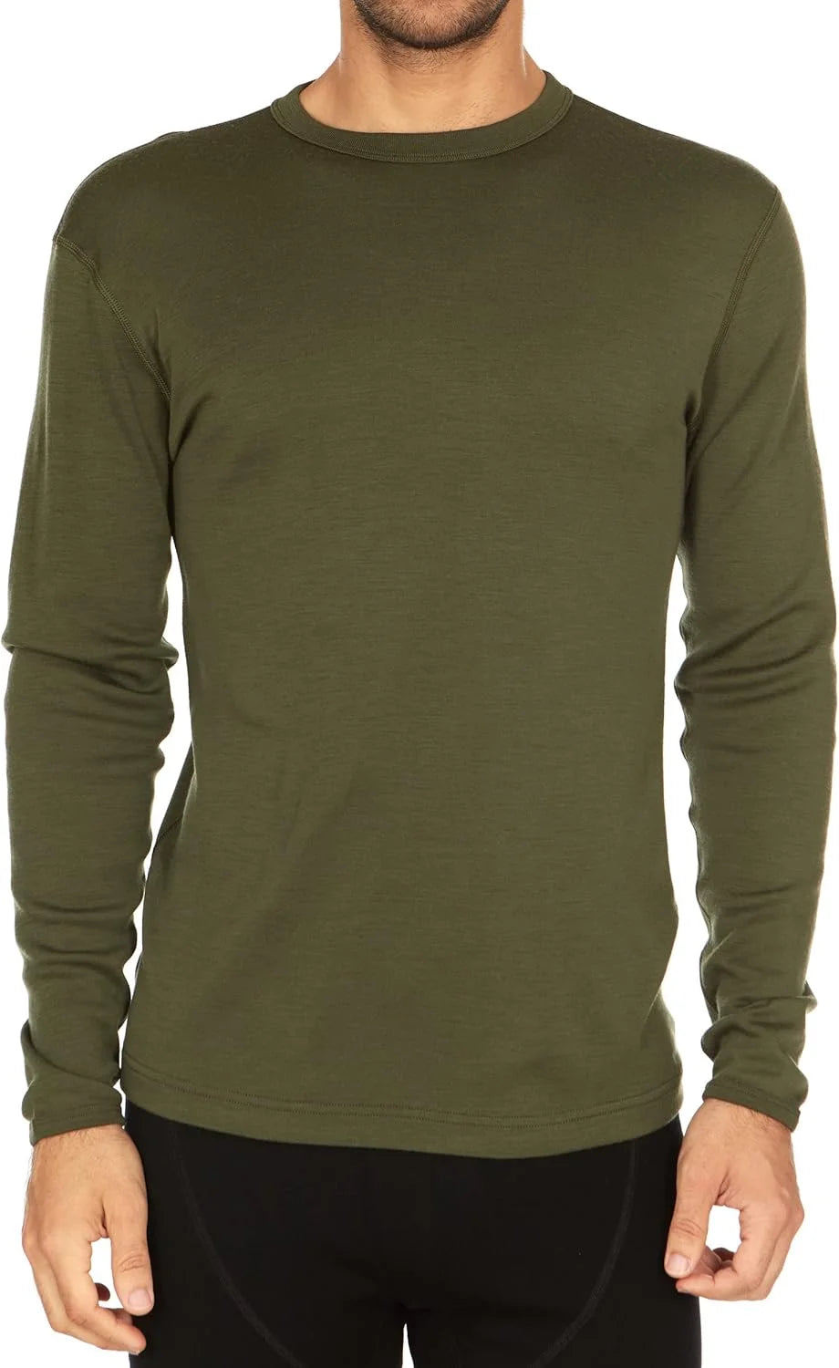 100% Merino Wool - Men's Long Sleeve Crew Shirt - Thermal Base Layer