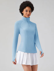 LOMON Women Long Sleeve Shirts Sun Protection 1/4 Zip Summer Quick Dry Hiking Shirts Quarter Zip Pullover for Women