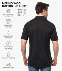 100% Merino Wool Button Up Shirt Men - Long & Short Sleeve Breathable