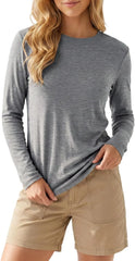 Merino Wool Shirt Women Lightweight Breathable Basic Tees Long Sleeve Sun Protection Shirts