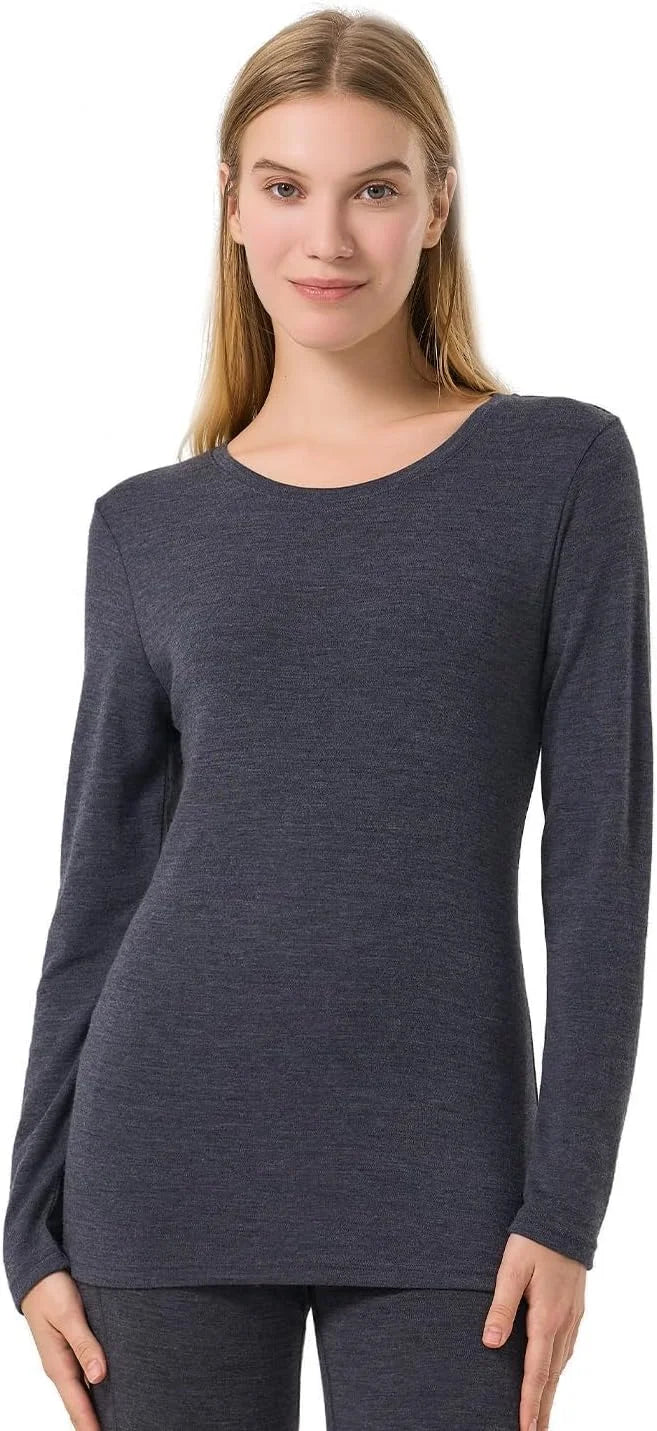 100% Merino Wool Base Layer Women Soft Thermal Long Sleeve Everyday Shirt