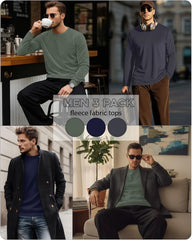 3 Pack Mens Long Sleeve Thermal Shirts Crew Neck Tops