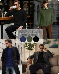 3 Pack Mens Long Sleeve Thermal Shirts Crew Neck Tops
