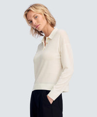 Women's Long Sleeve Fine Knit Polo