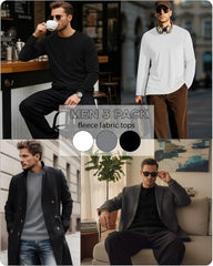3 Pack Mens Long Sleeve Thermal Shirts Crew Neck Tops