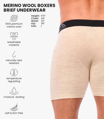 100% Merino Wool Underwear Mens - 1-2 Pack Boxer Briefs for Men 17.5um | Soft, Non-Itchy, Moisture wicking, Breathable 190 GSM Thermal Underwear, Cooling, Odor-Resistant Men's Wool Base Layer