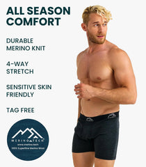 100% Merino Wool Underwear Mens - 1-2 Pack Boxer Briefs for Men 17.5um