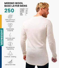 100% Merino Wool Base Layer Mens - Long Sleeve Thermal Shirts with Socks | Lightweight, Midweight, Heavyweight Base Layer, Naturally Odor-Resistant, Breathable Shirt, Ideal for Hiking, Cold Weather