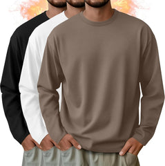 3 Pack Mens Long Sleeve Thermal Shirts Crew Neck Tops