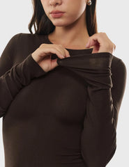 Women's Merino Wool Blend Shirts Long Sleeve Tops Crew Neck Fitted Basic Tee Cozy Embrace Collection