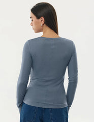 Women's Merino Wool Blend Shirts Long Sleeve Tops Crew Neck Fitted Basic Tee Cozy Embrace Collection