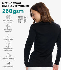 100% Merino Wool Base Layer Women - Thermal Merino Wool Shirt Women