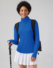 LOMON Women Long Sleeve Shirts Sun Protection 1/4 Zip Summer Quick Dry Hiking Shirts Quarter Zip Pullover for Women