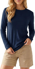 Merino Wool Shirt Women Lightweight Breathable Basic Tees Long Sleeve Sun Protection Shirts