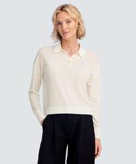 Women's Long Sleeve Fine Knit Polo