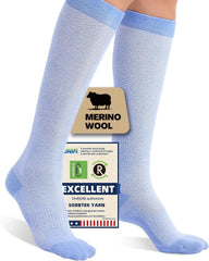 Merino Wool Compression Socks for Women Men 15-20 mmHg for flying