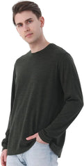 100% Merino Wool Base Layer for Men Long Sleeve Crew Neck Thermal Shirt