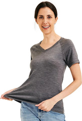 METARINO 100% Merino Wool T-Shirt Women V Neck Short Sleeve Base Layer Tee Shirt for Travel,Hiking,Sports