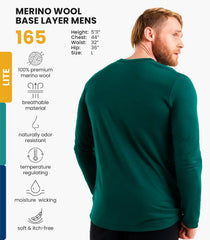 100% Merino Wool Base Layer Mens - Long Sleeve Thermal Shirts with Socks